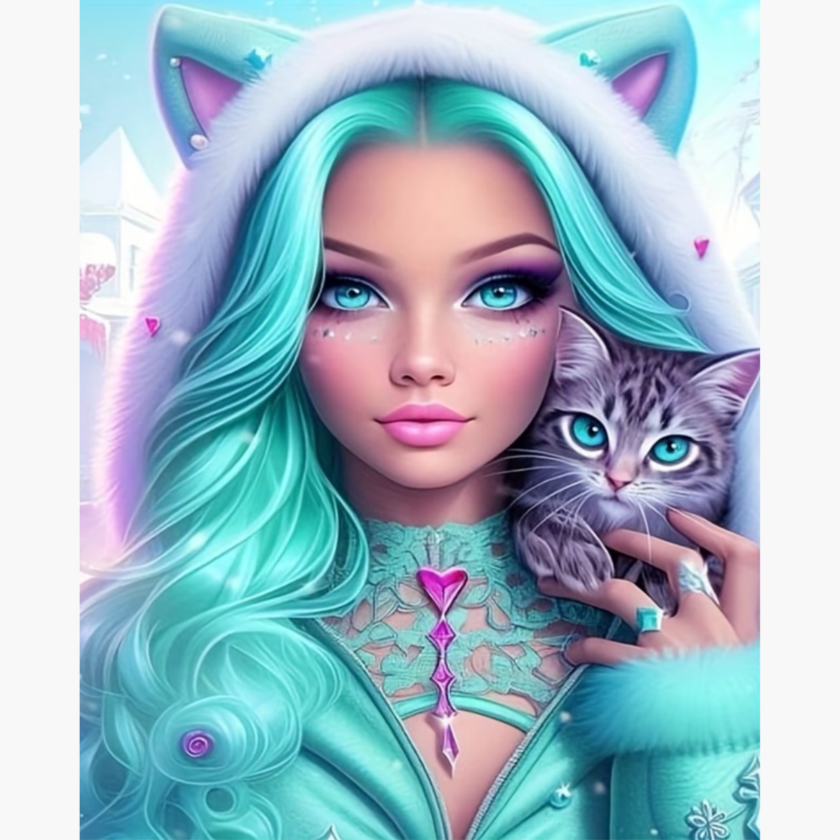 Broderie Diamant - Ado chaton