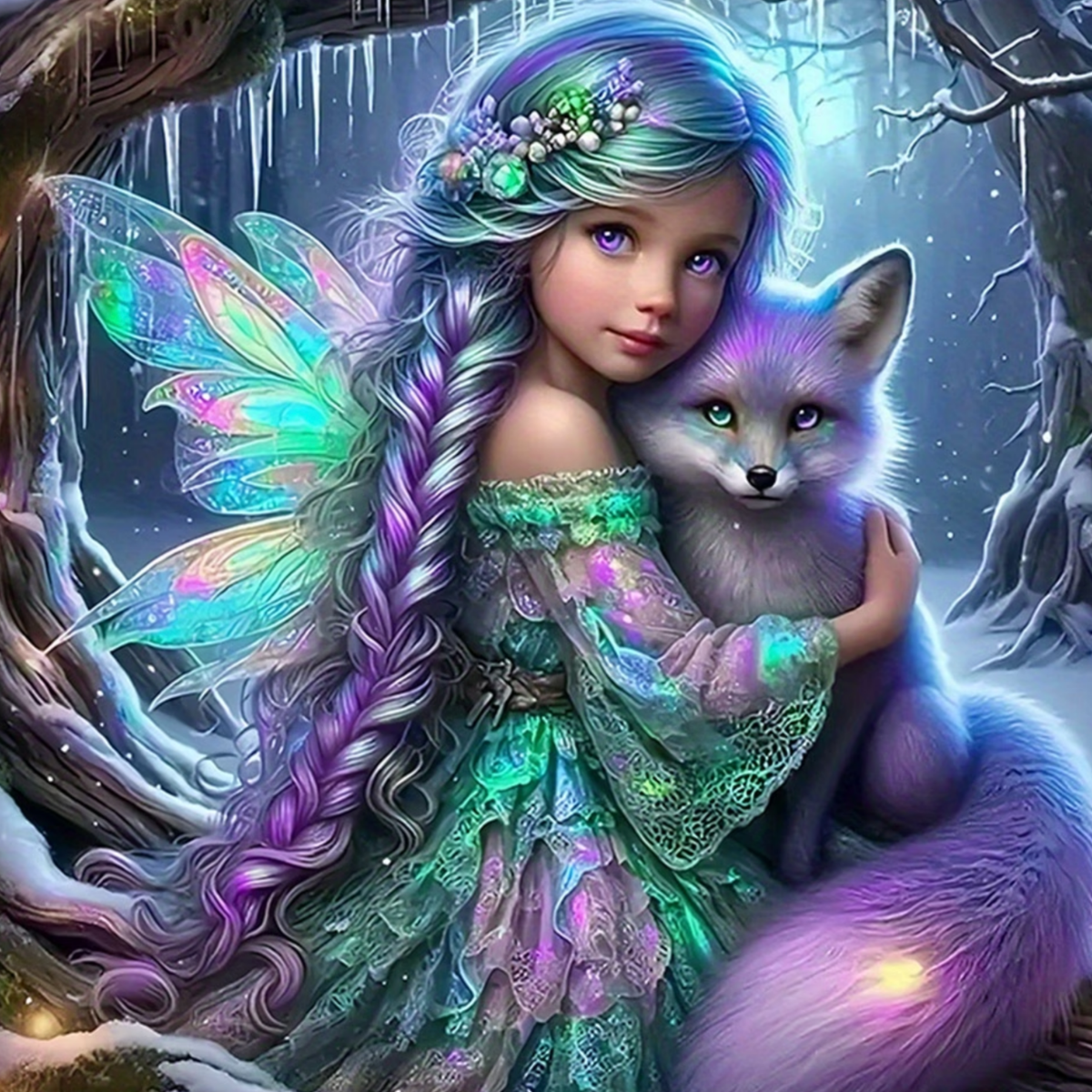 Broderie Diamant - Amitié loup