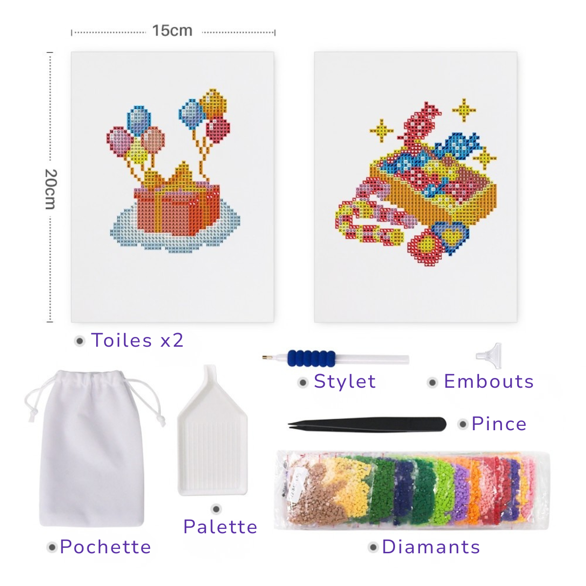 Mini broderie diamant x2 - Anniversaire