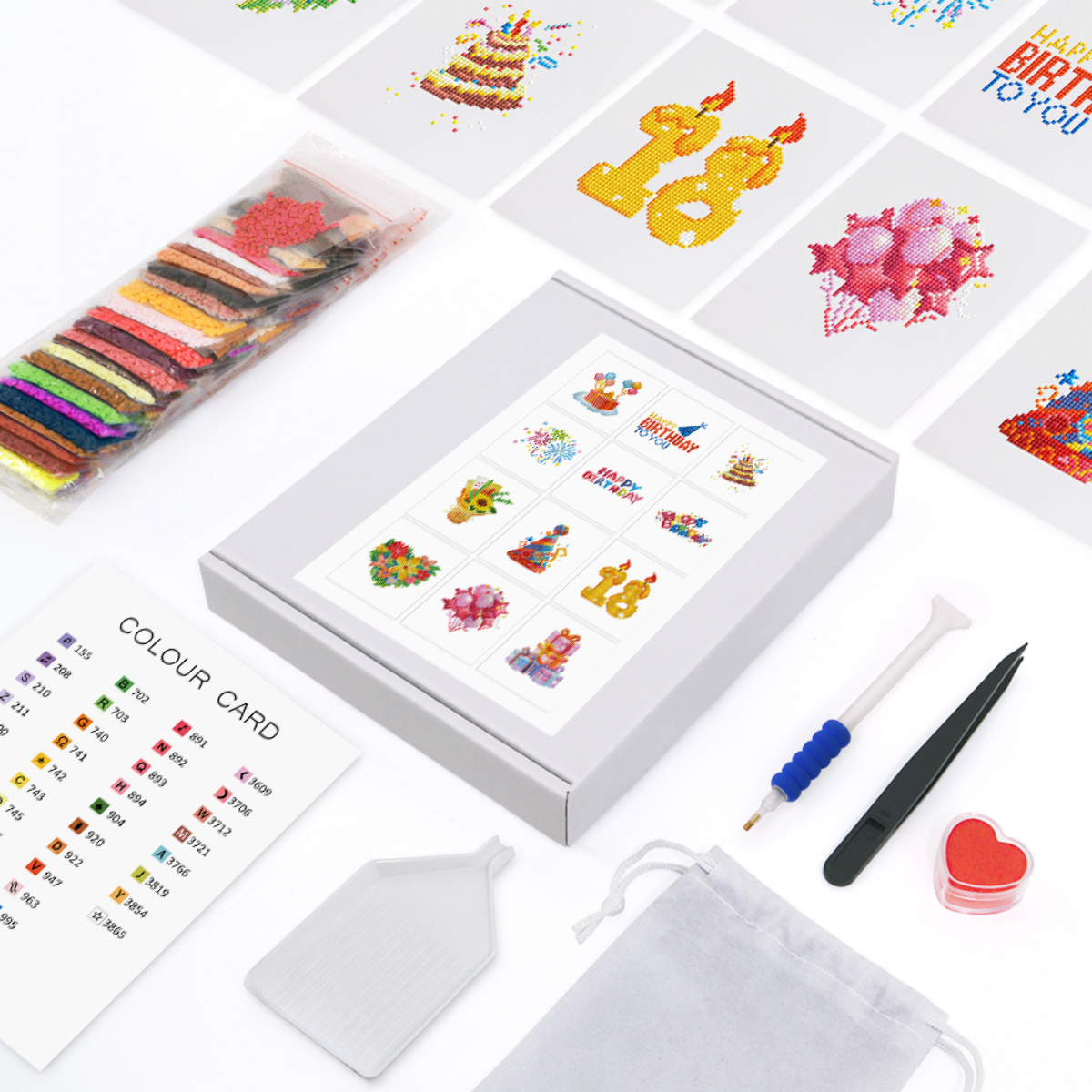 Mini broderie diamant x12 - Anniversaire