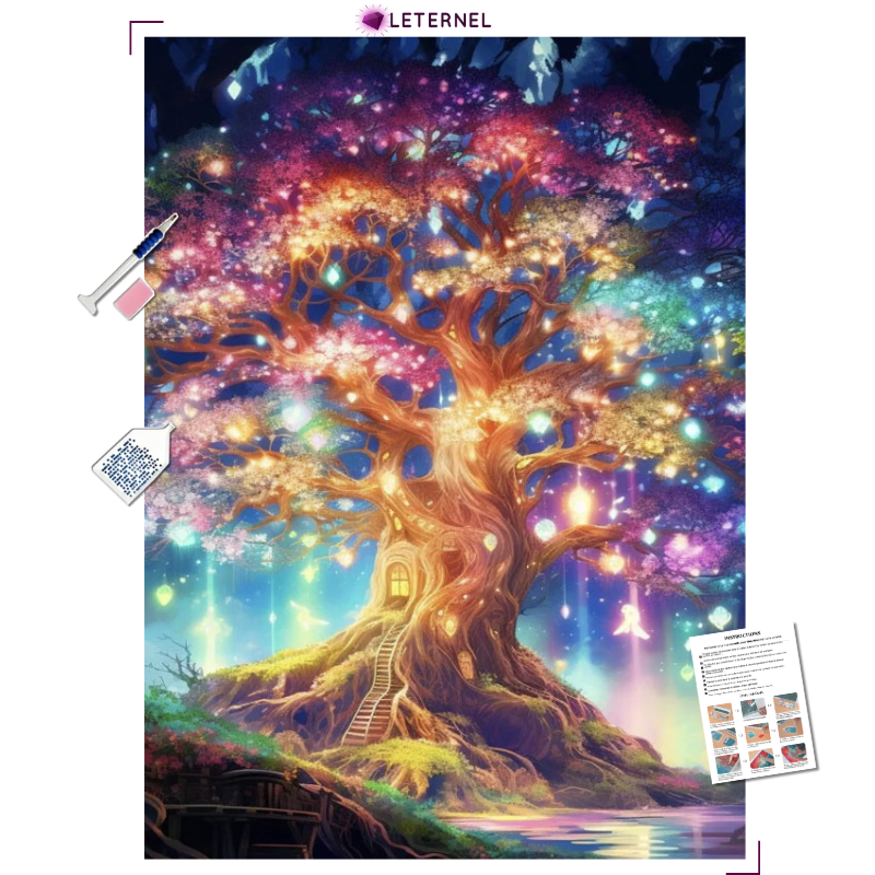 Broderie Diamant - Arbre lumineux magique
