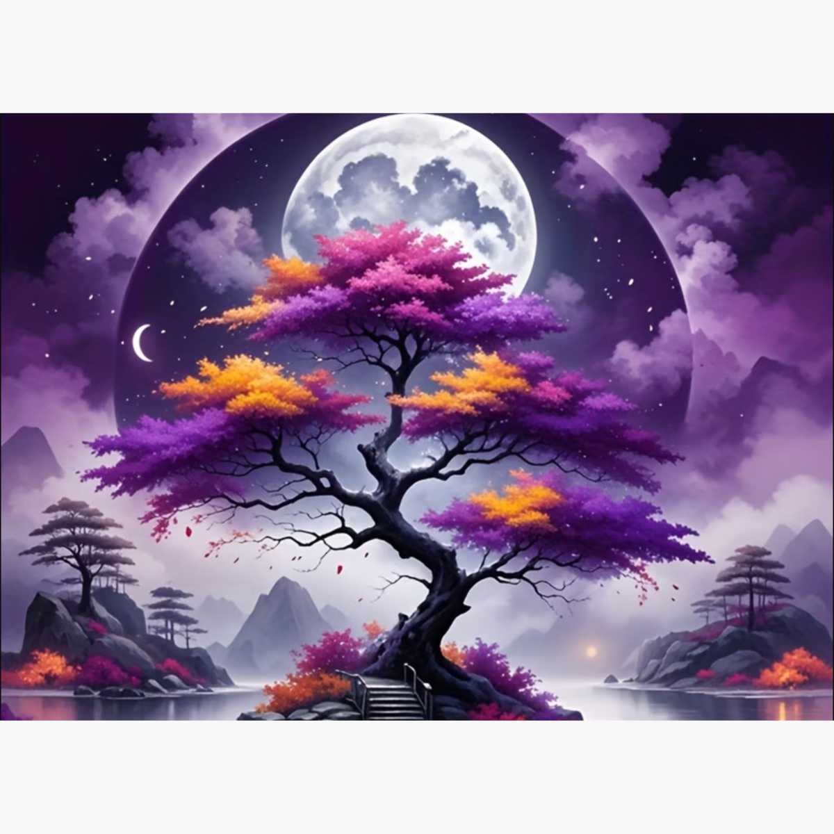 Broderie Diamant - Arbre mauve