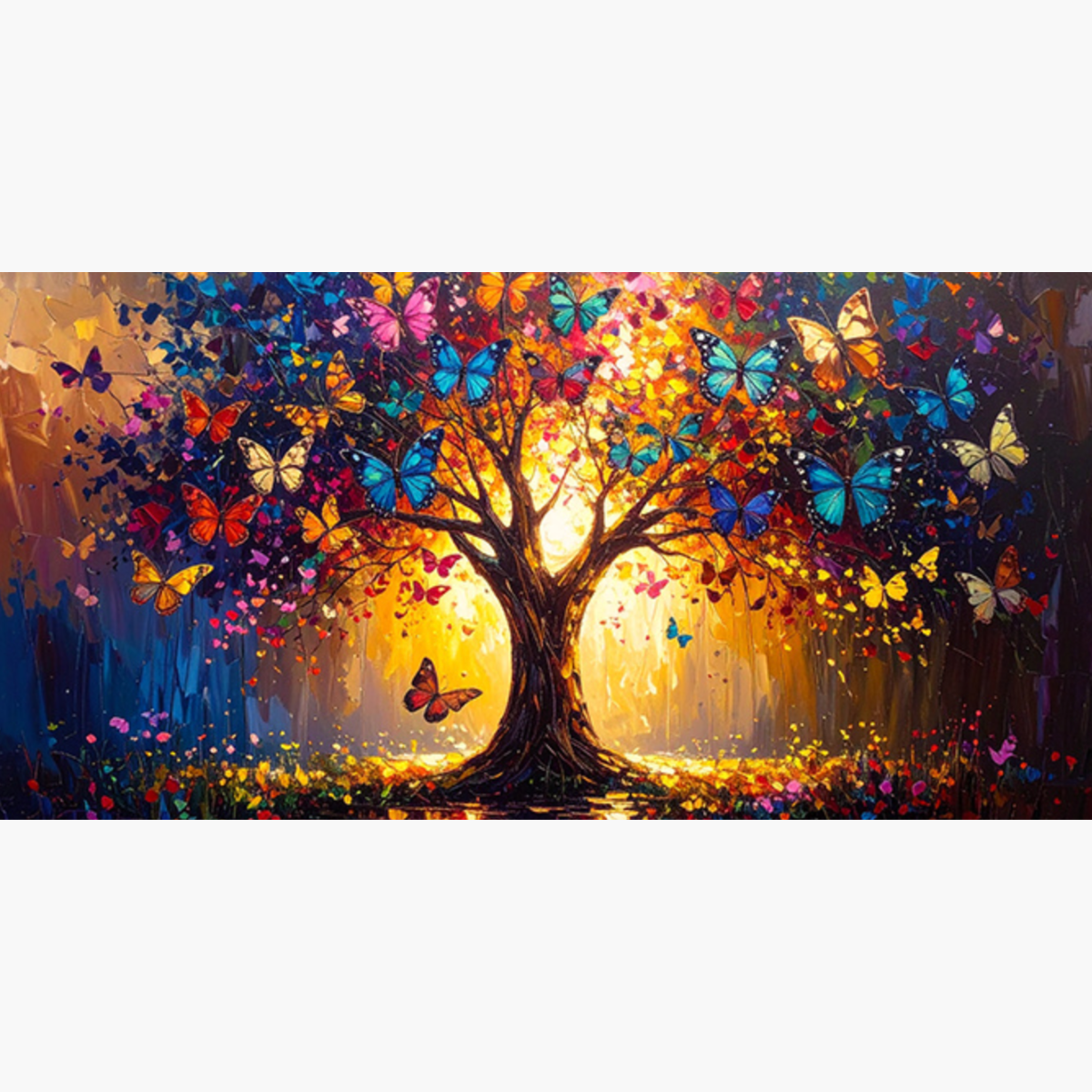 Broderie Diamant - Arbre papillons