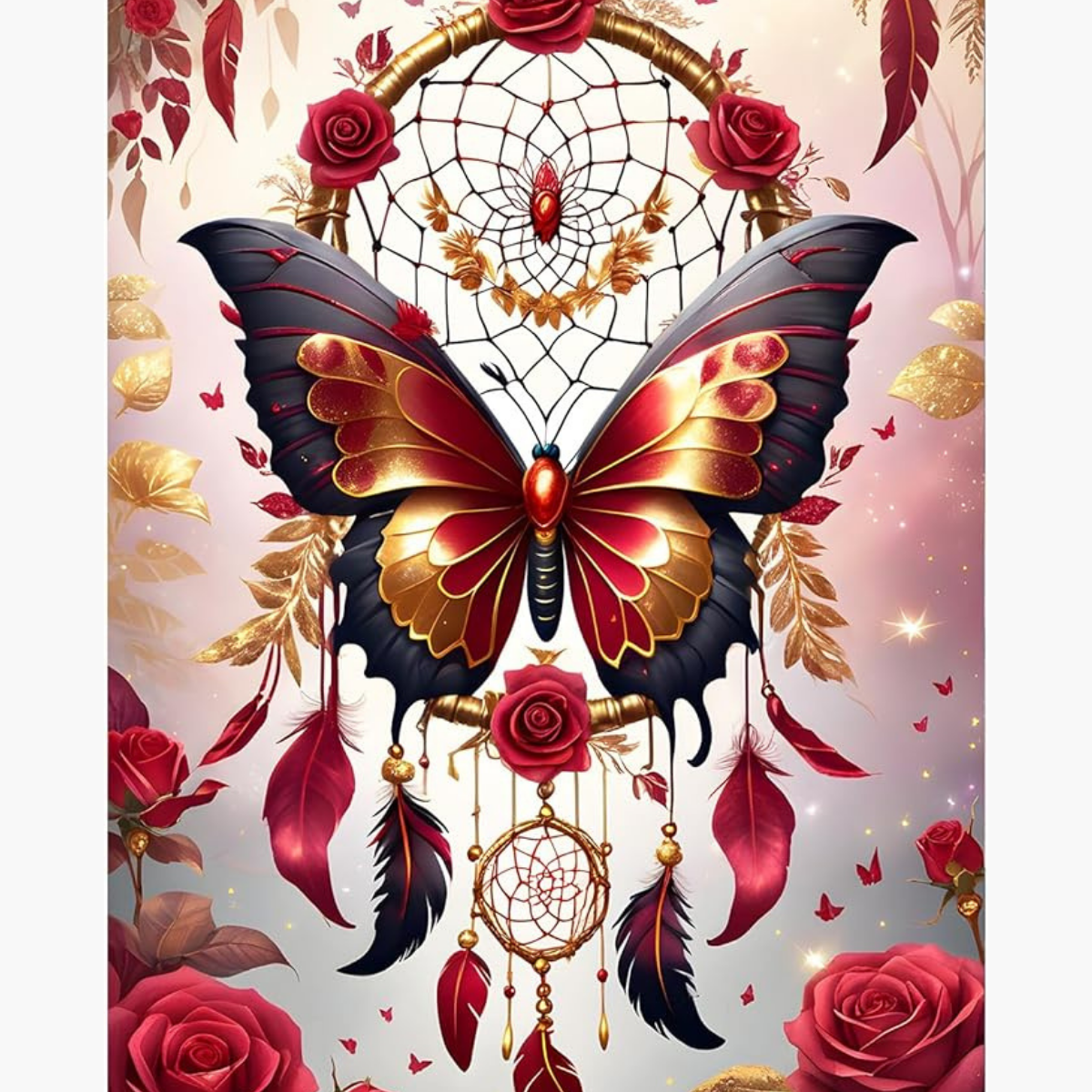 Broderie Diamant - Attrape rêve bordeaux