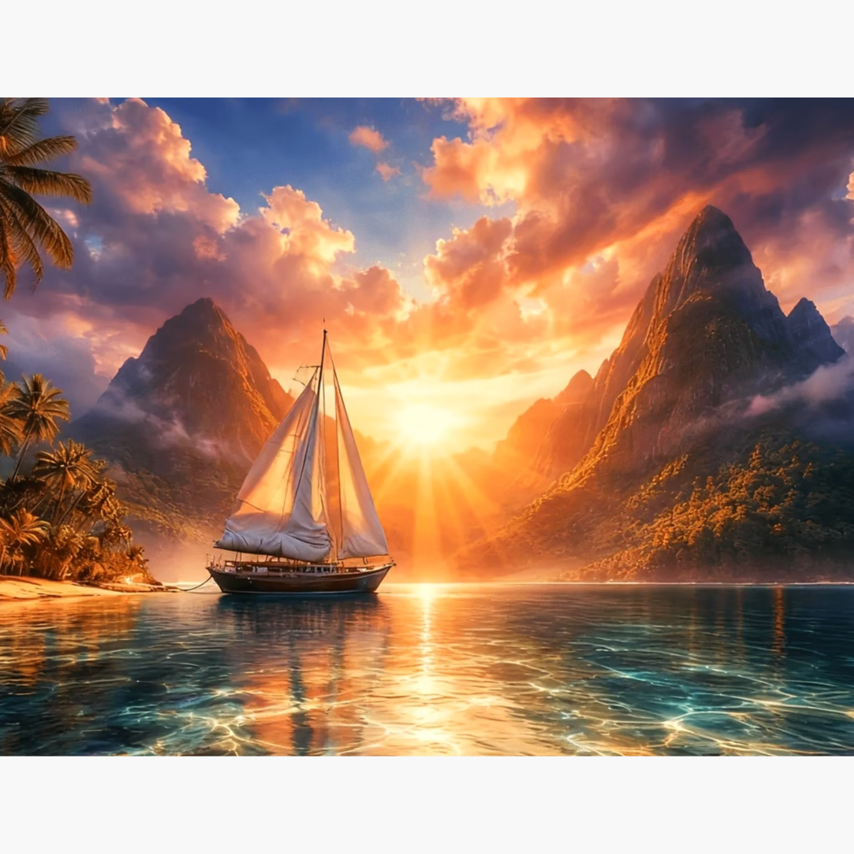 Broderie Diamant - Bateau île