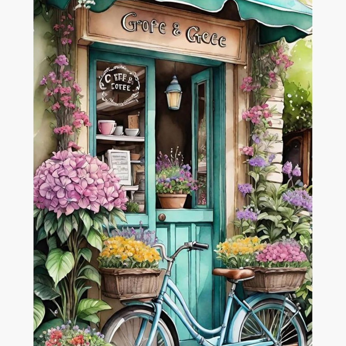 Broderie Diamant - Café fleuri