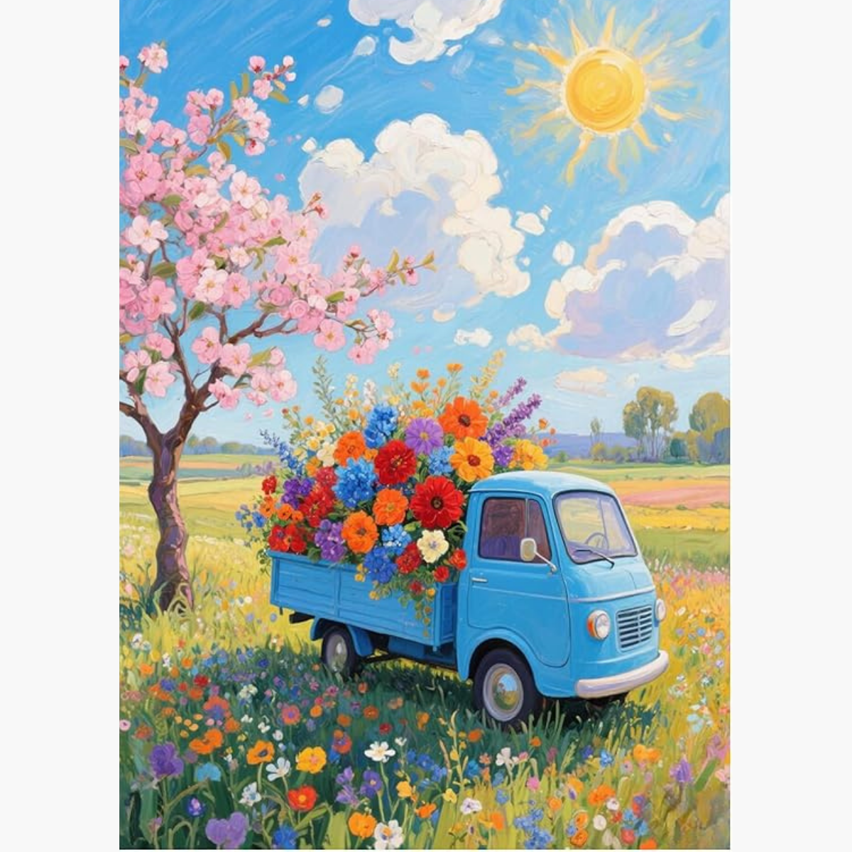 Broderie Diamant - Camion fleurs