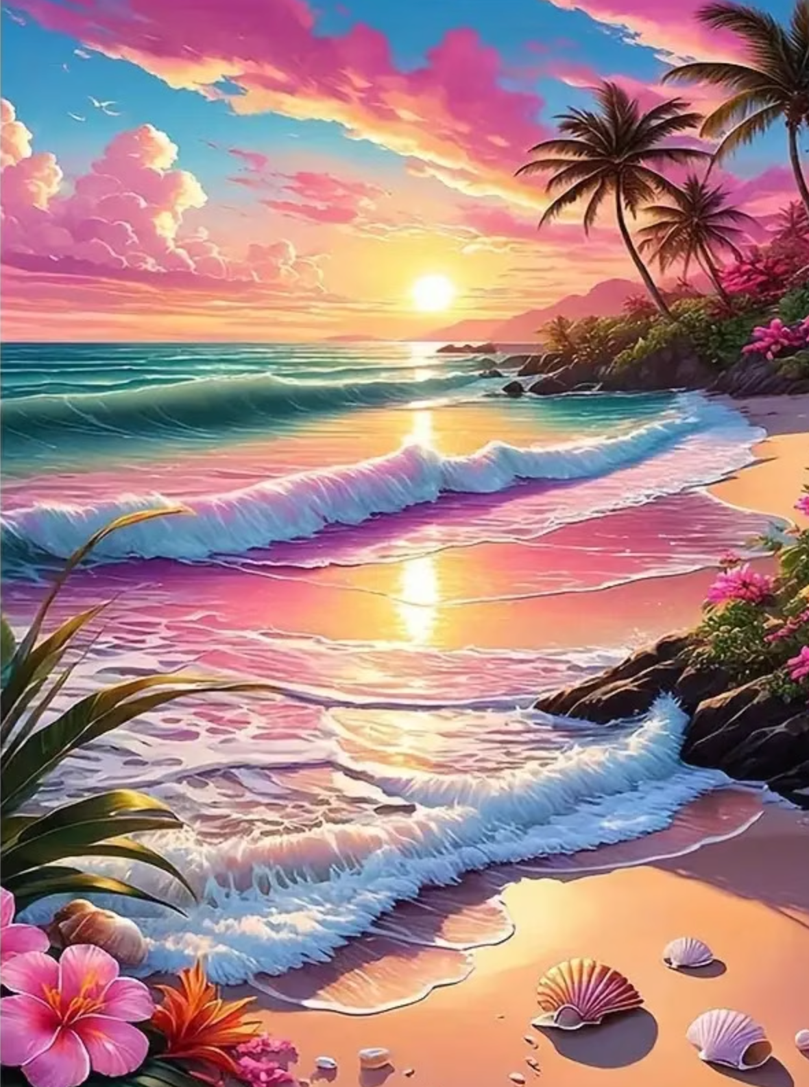 Broderie Diamant - Plage corail