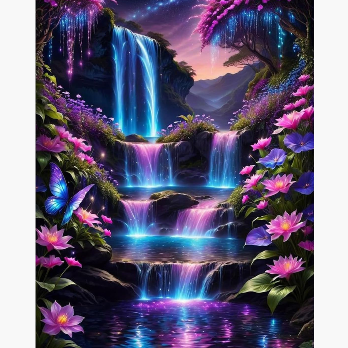 Broderie Diamant - Cascades fluo