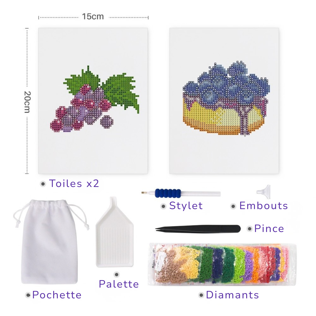Kit Diamond Painting – Mini broderie diamant x2 - Cassis | LETERNEL