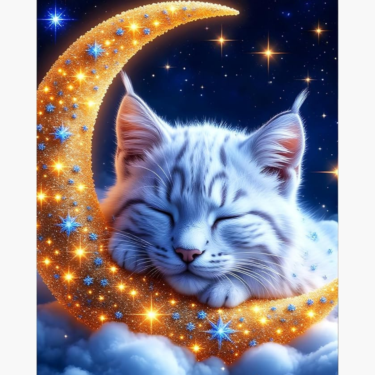 Broderie Diamant - Chat lune