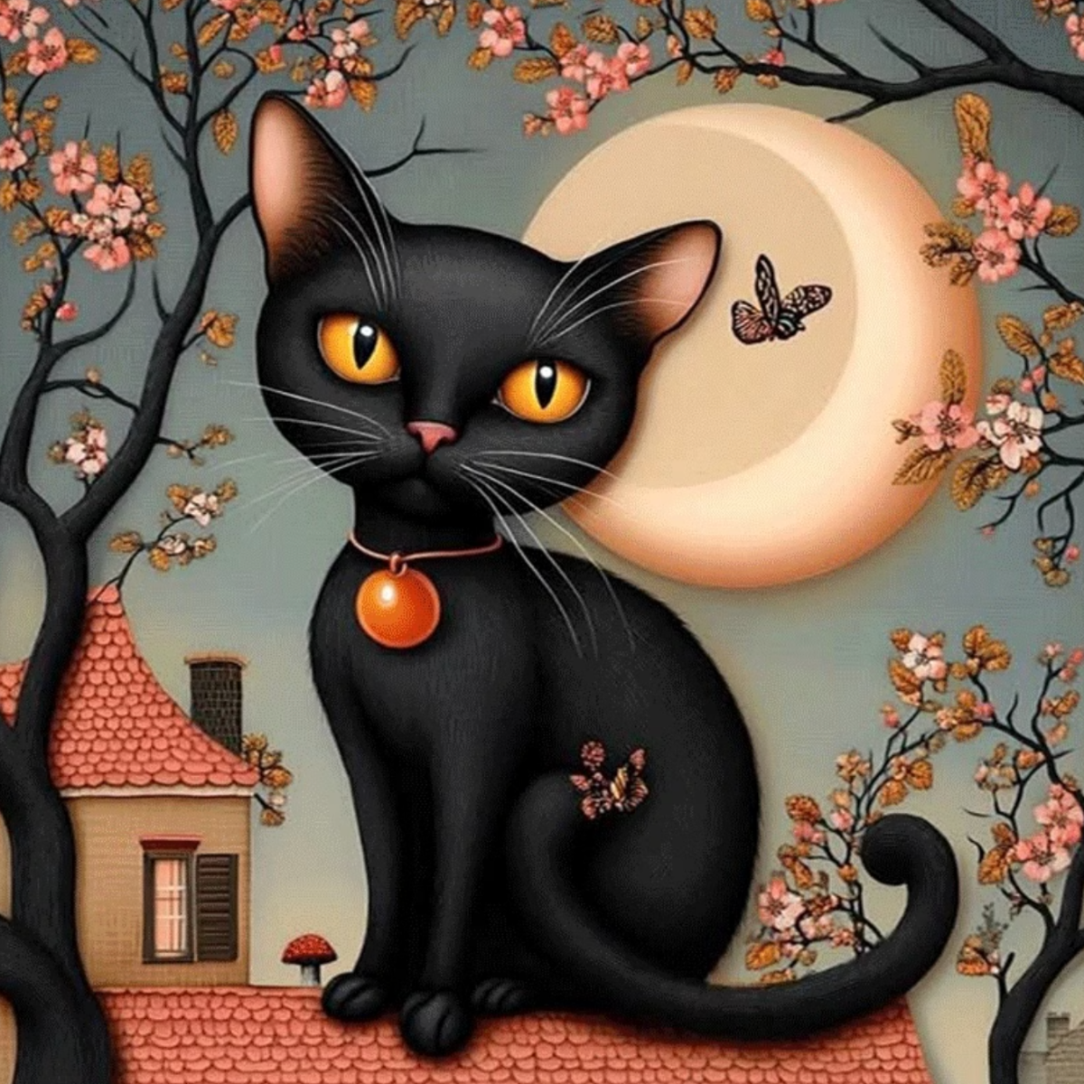 Broderie Diamant - Chat toit