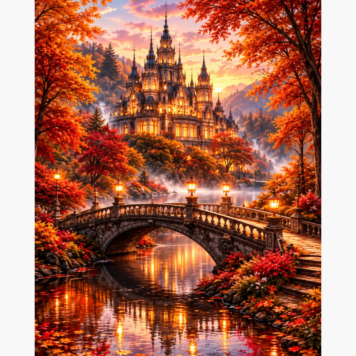 Broderie Diamant - Château automne