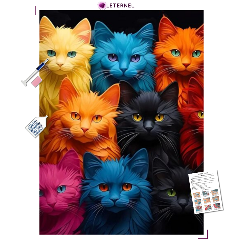 Broderie Diamant - Chats colorés