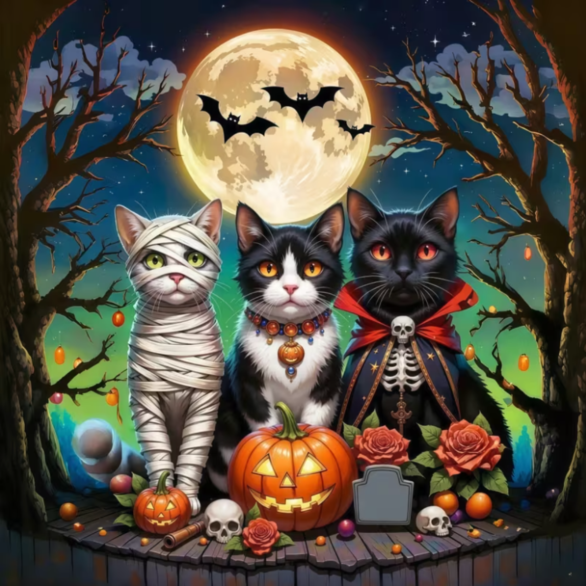Broderie Diamant - Chats déguisés