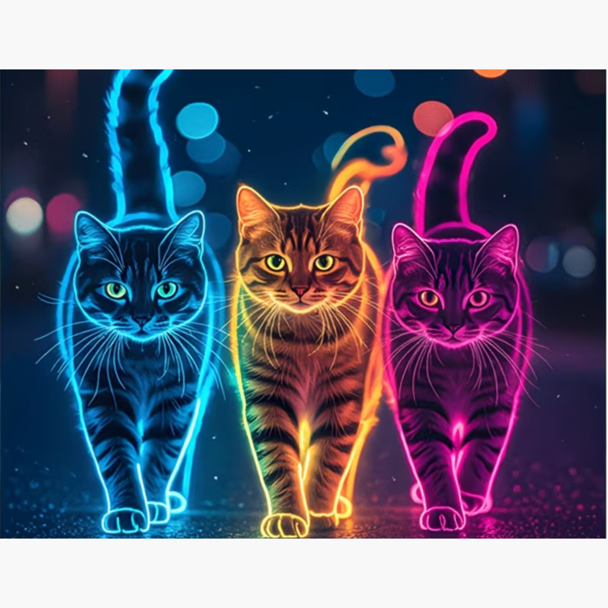 Broderie Diamant - Chats fluo