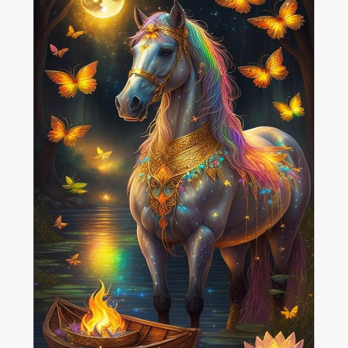 Broderie Diamant - Cheval étincelant