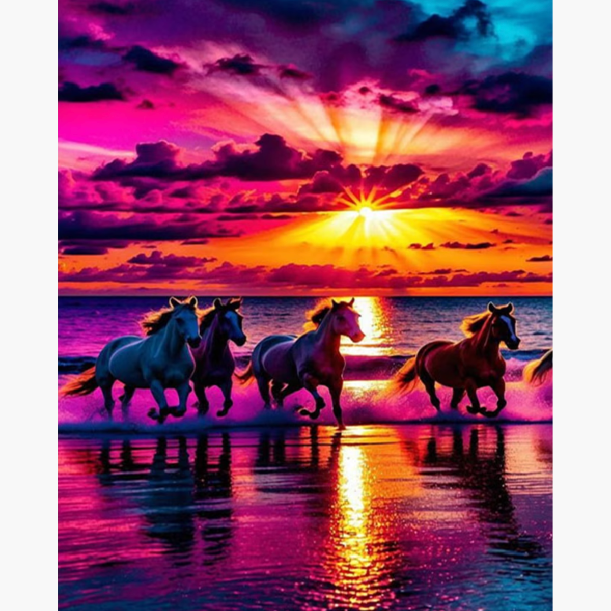 Broderie Diamant - Chevaux crépuscule
