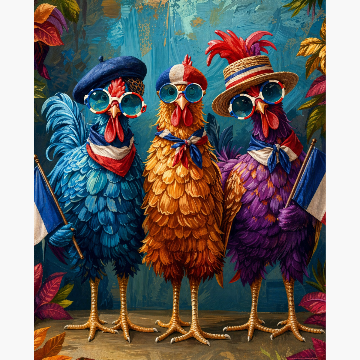 Broderie Diamant - Coqs français