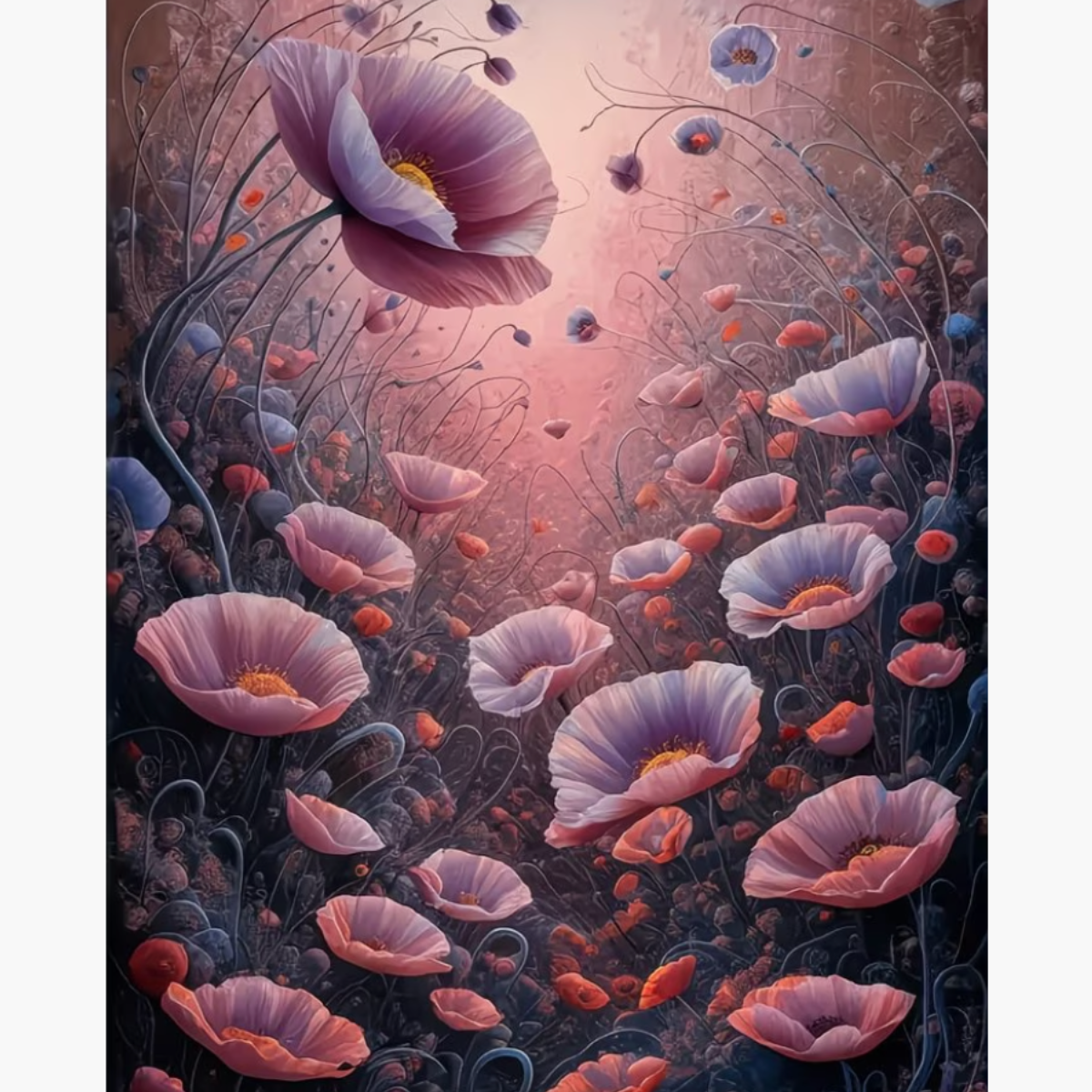 Broderie Diamant - Coquelicots pourpres
