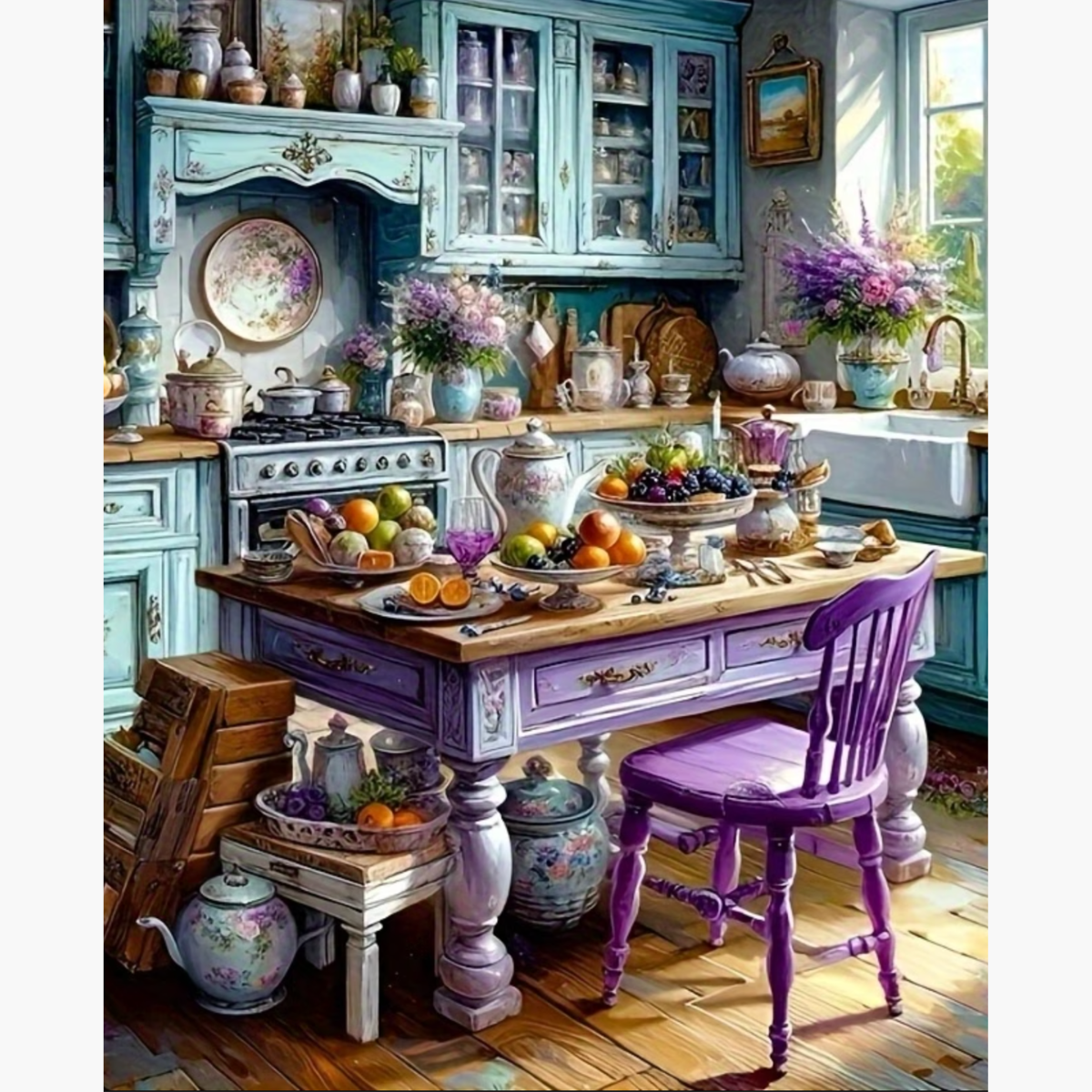 Broderie Diamant - Cuisine mauve