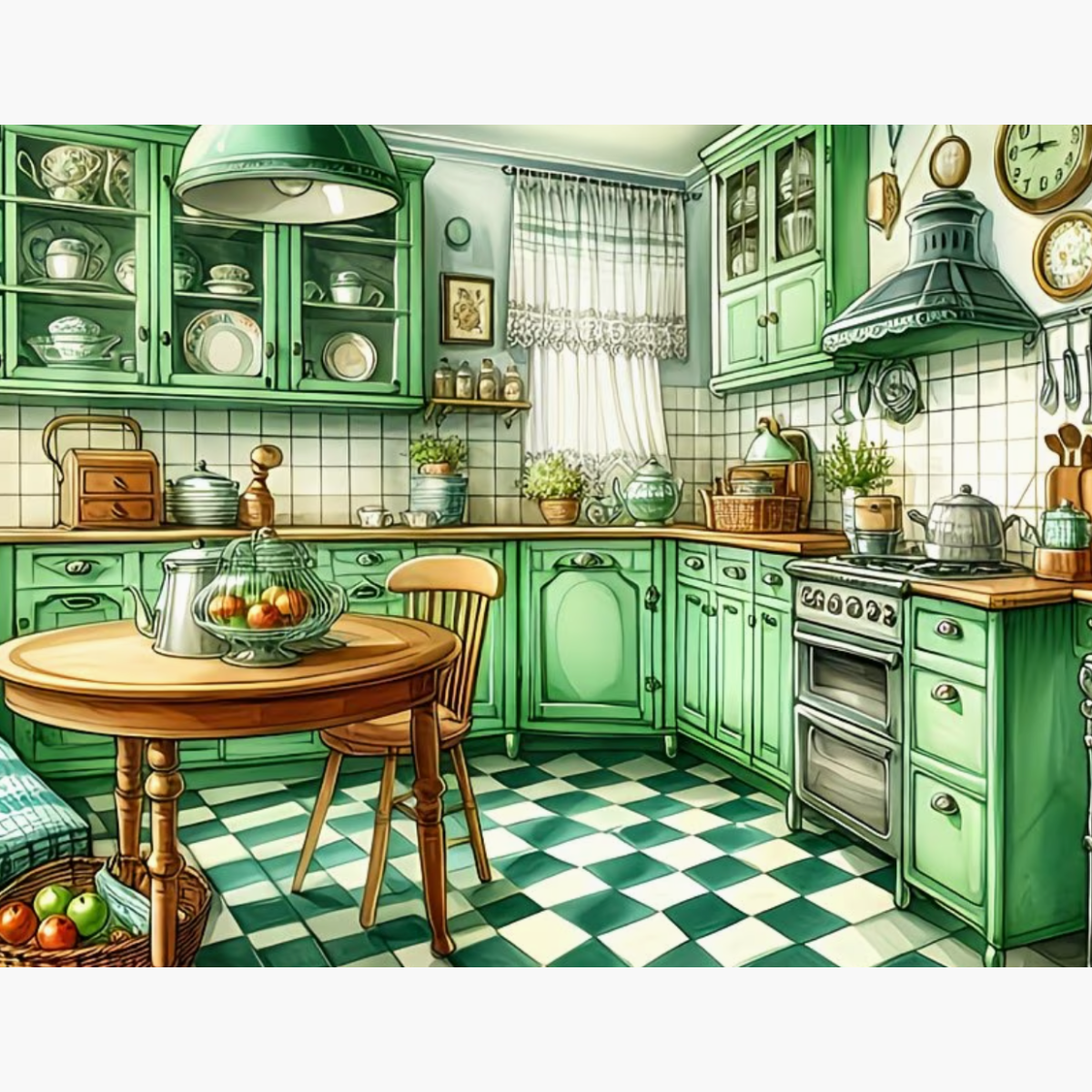 Broderie Diamant - Cuisine verte