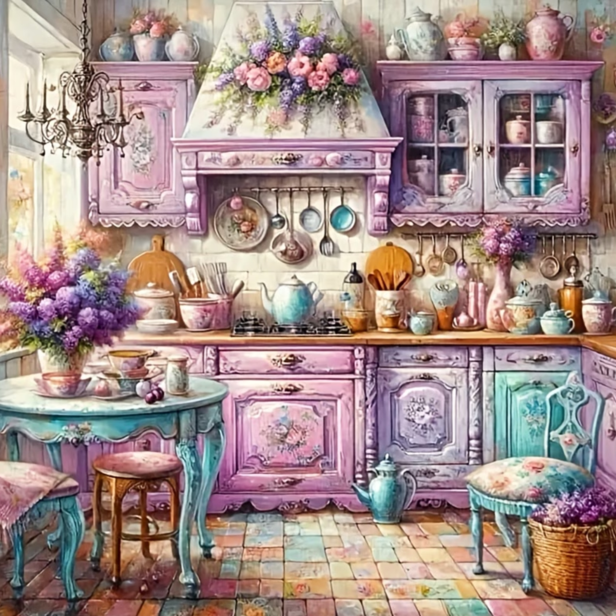 Broderie Diamant - Cuisine violette