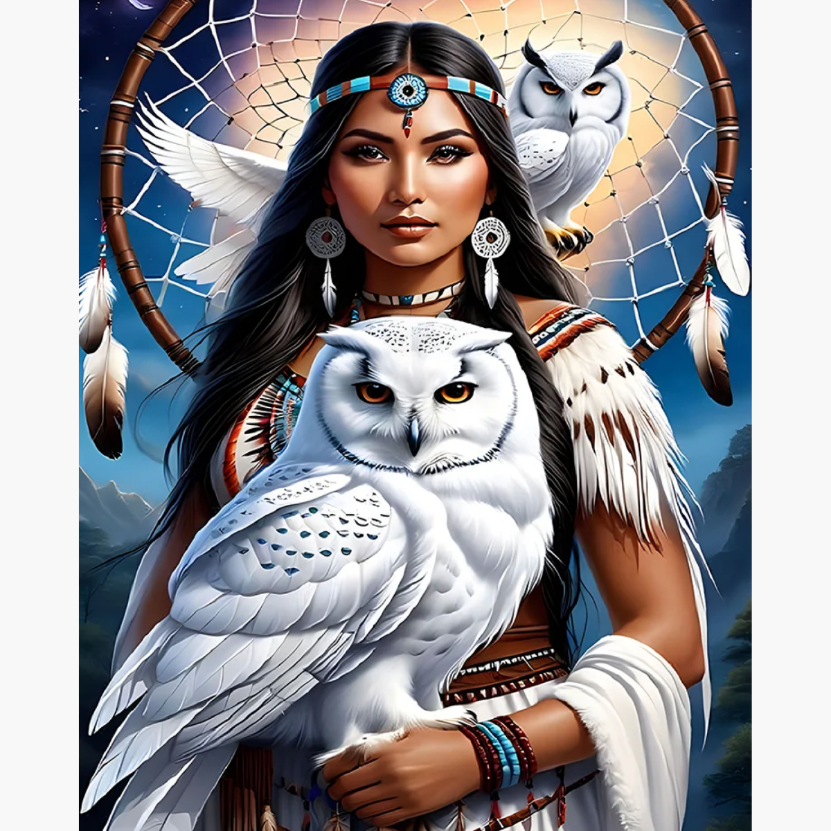 Broderie Diamant - Indienne hiboux