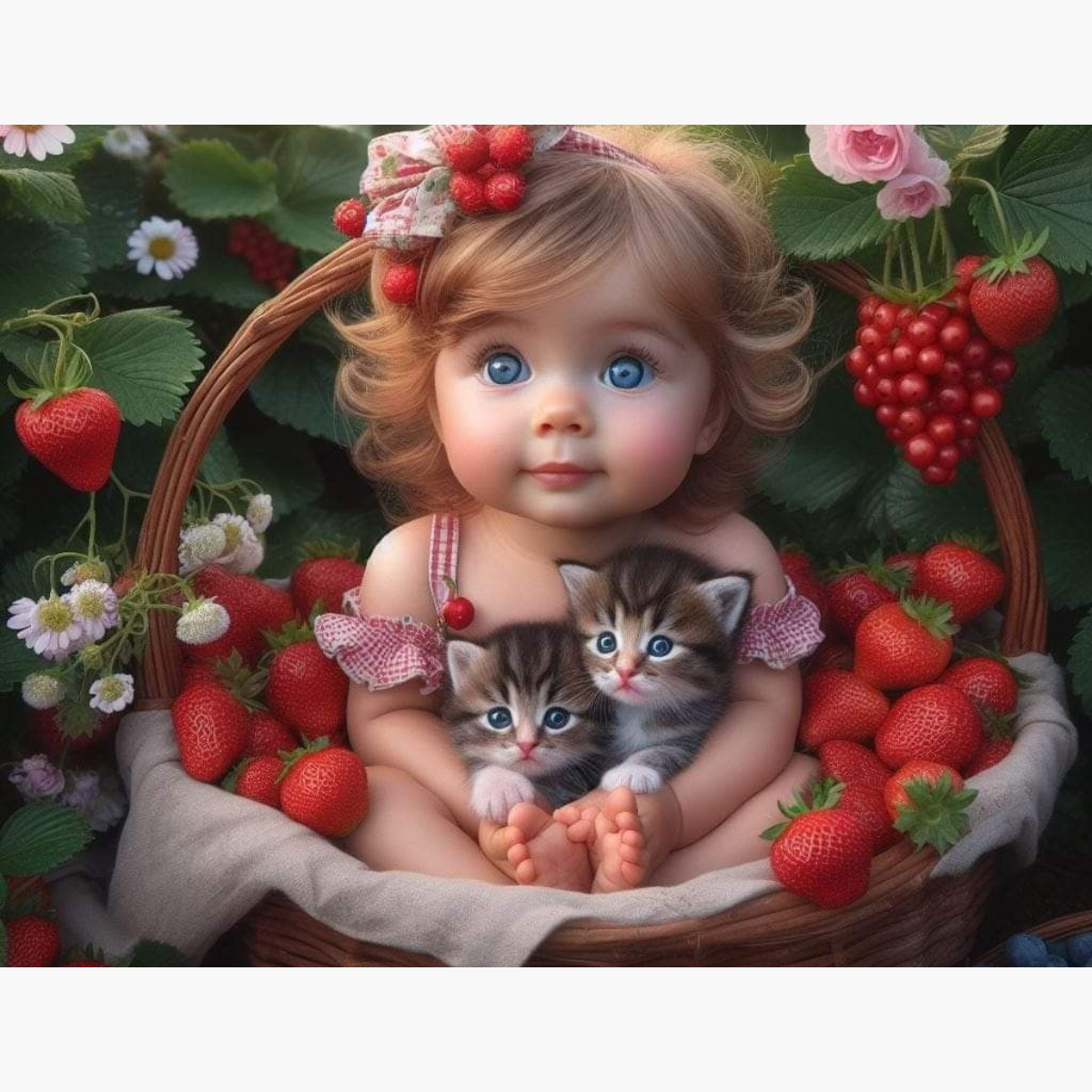 Broderie Diamant - Petite fille fraises