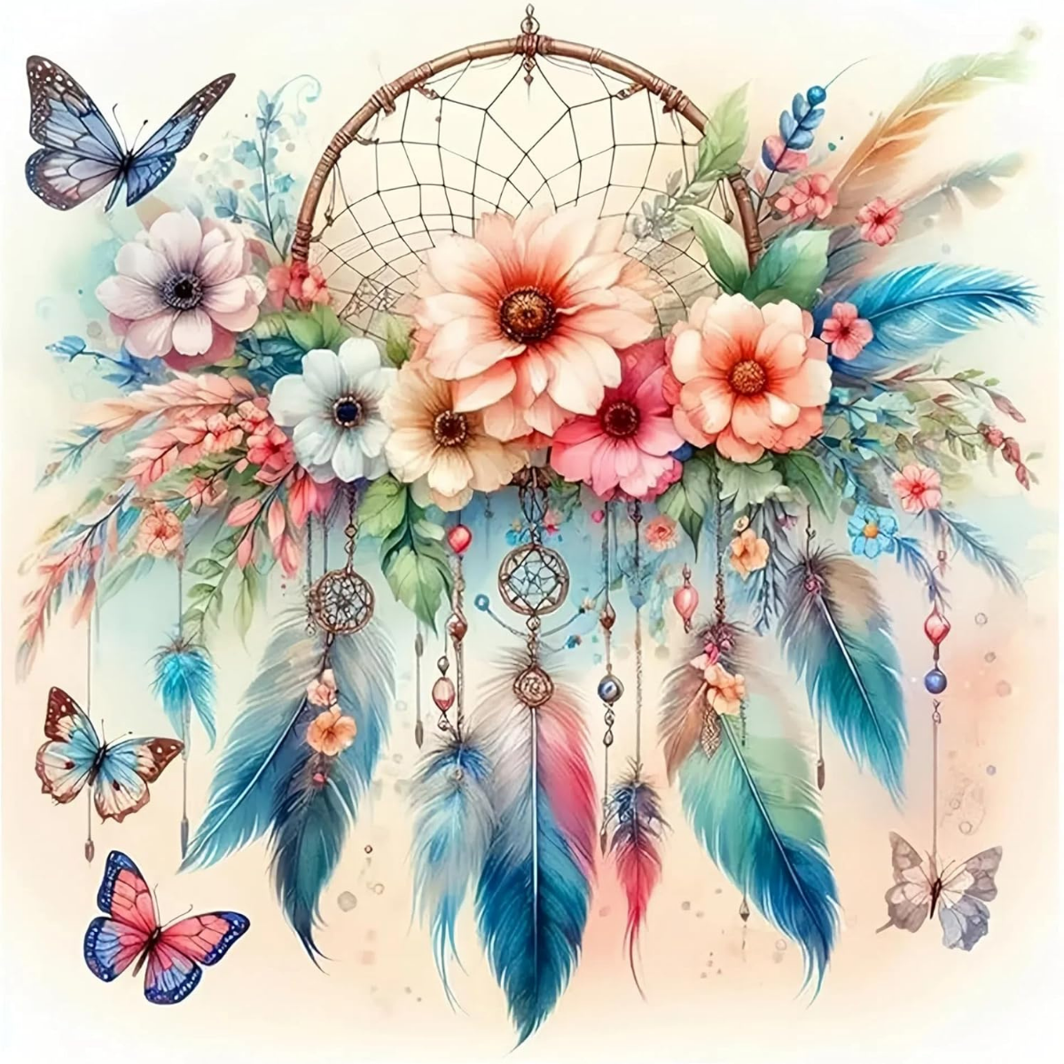 Broderie Diamant - Attrape rêve pastel