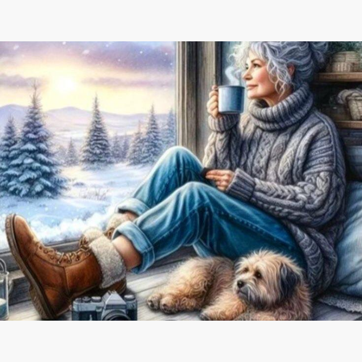 Broderie Diamant - Paysage d'hiver