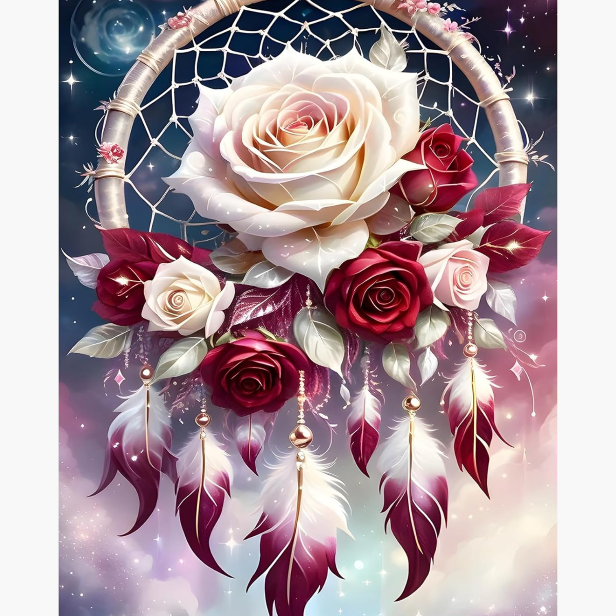 Broderie Diamant - Attrape-rêve roses