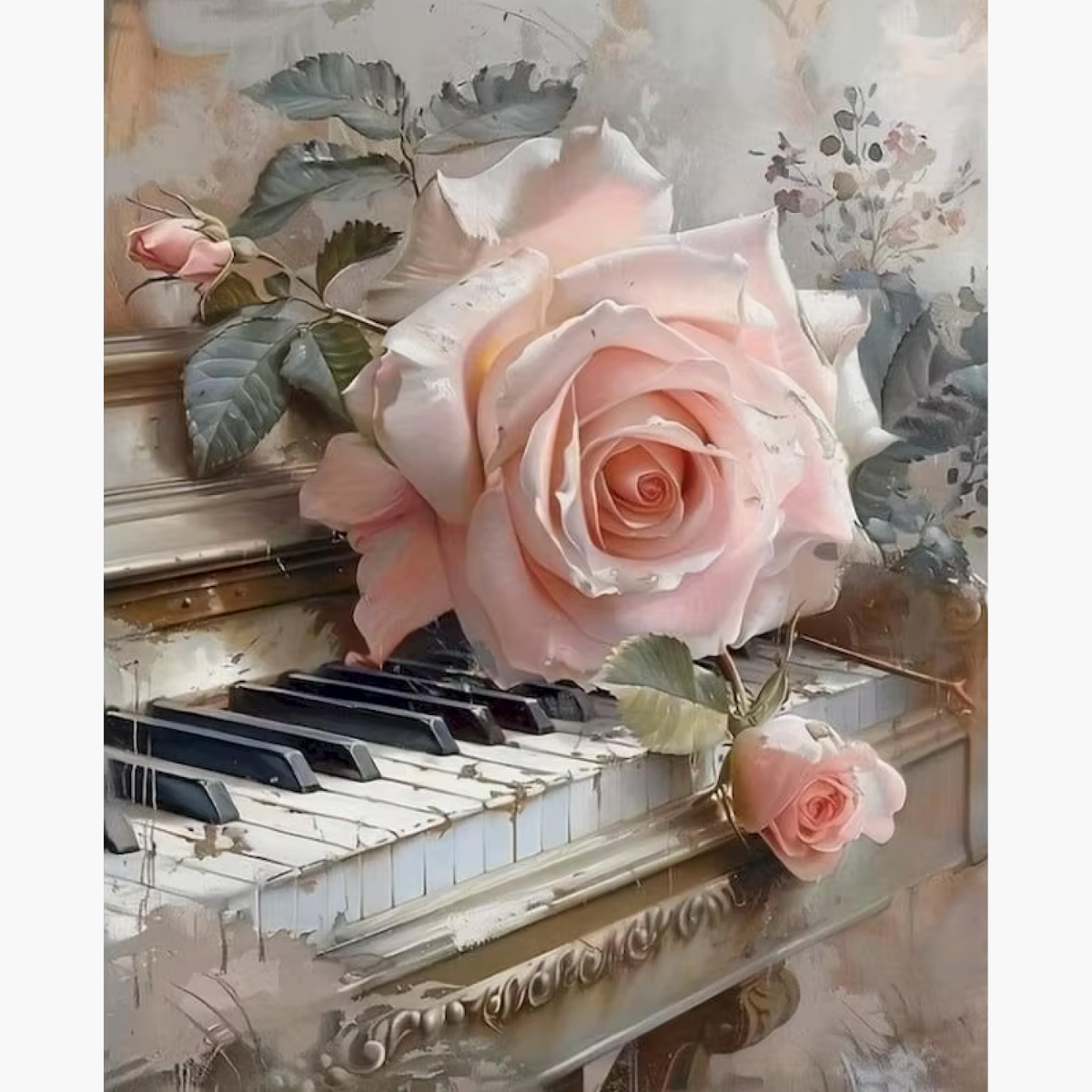 Broderie Diamant - Rose piano