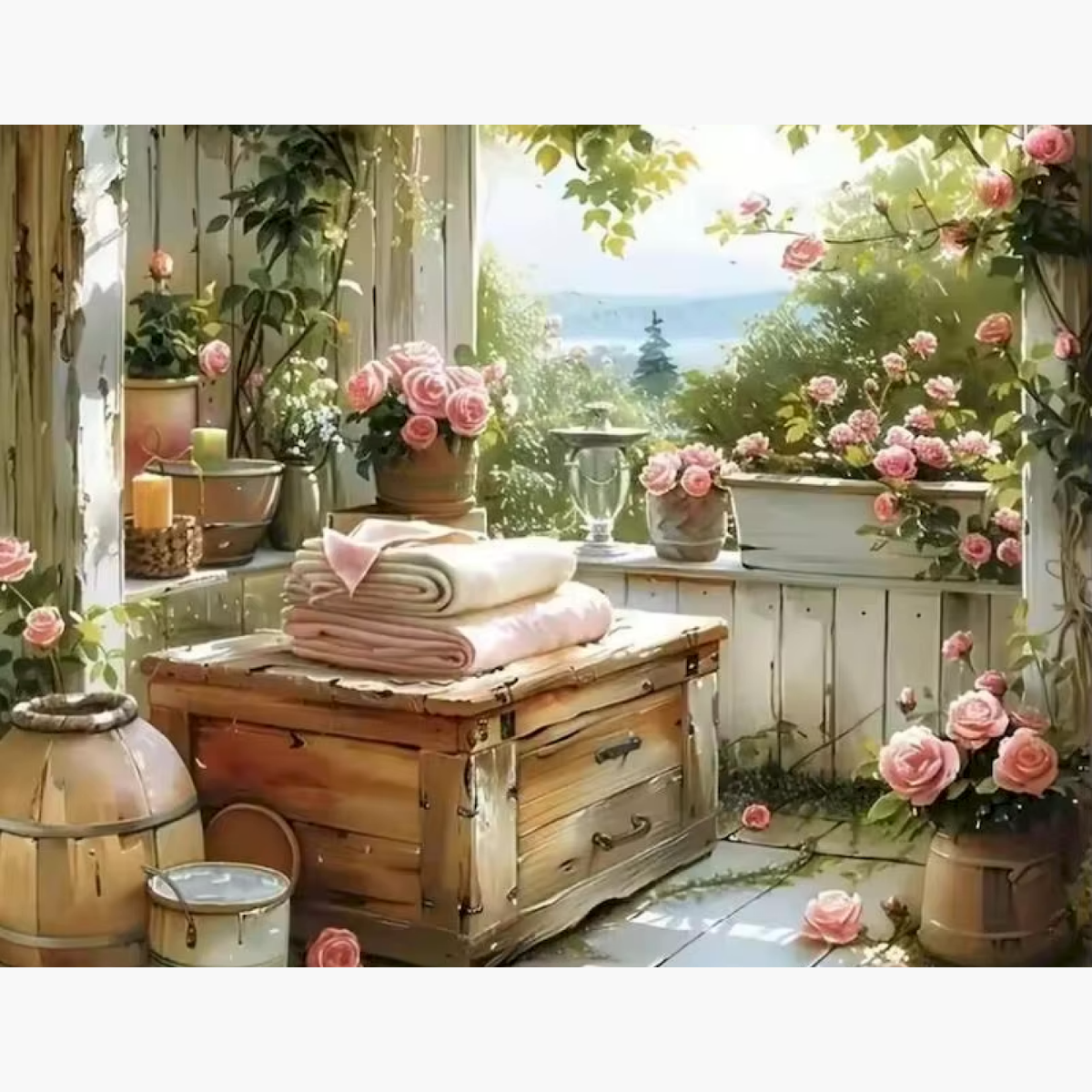 Broderie Diamant - Salle de bain romantique