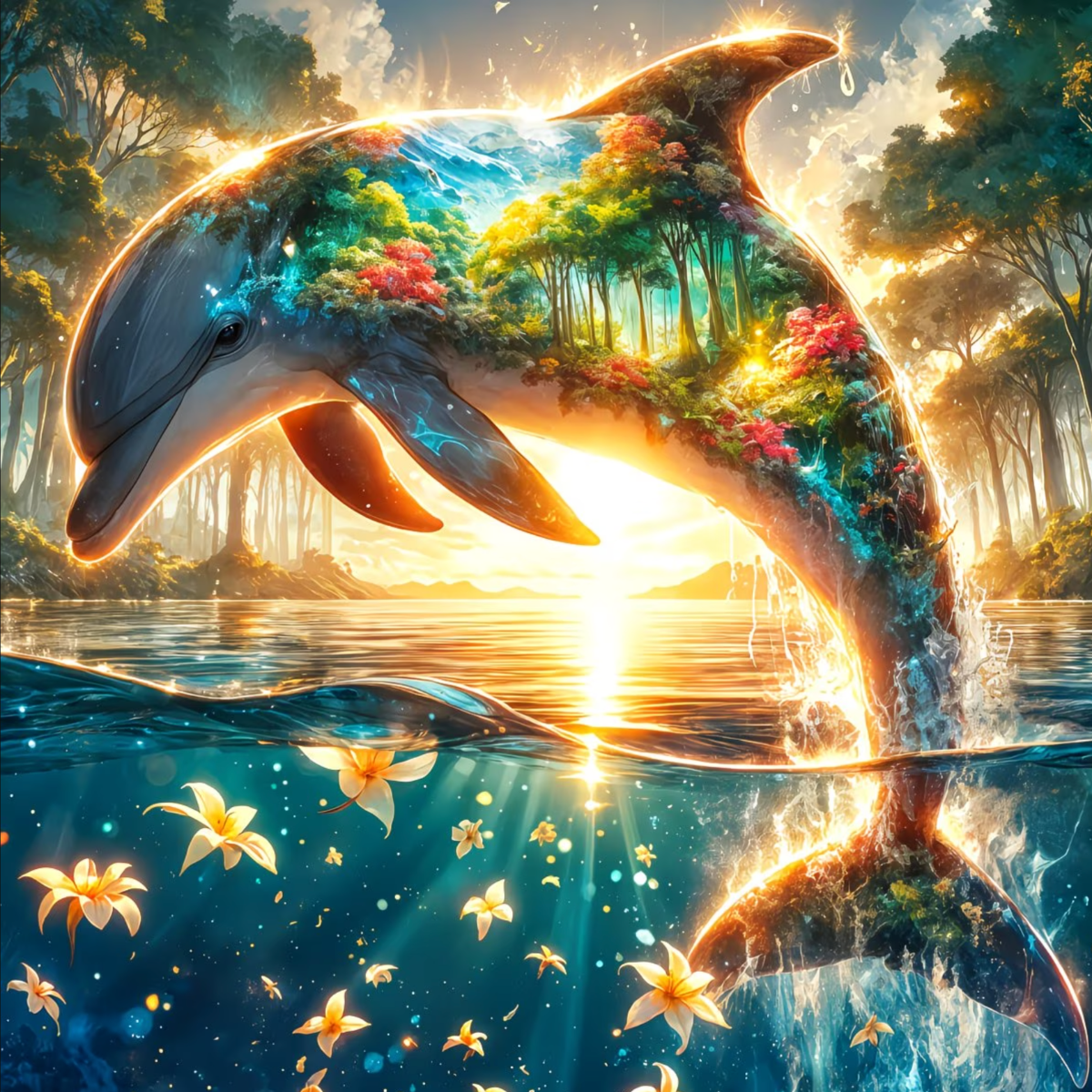 Broderie Diamant - Dauphin nature