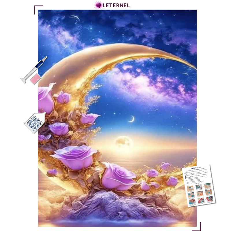 Broderie Diamant - Demi lune dorée