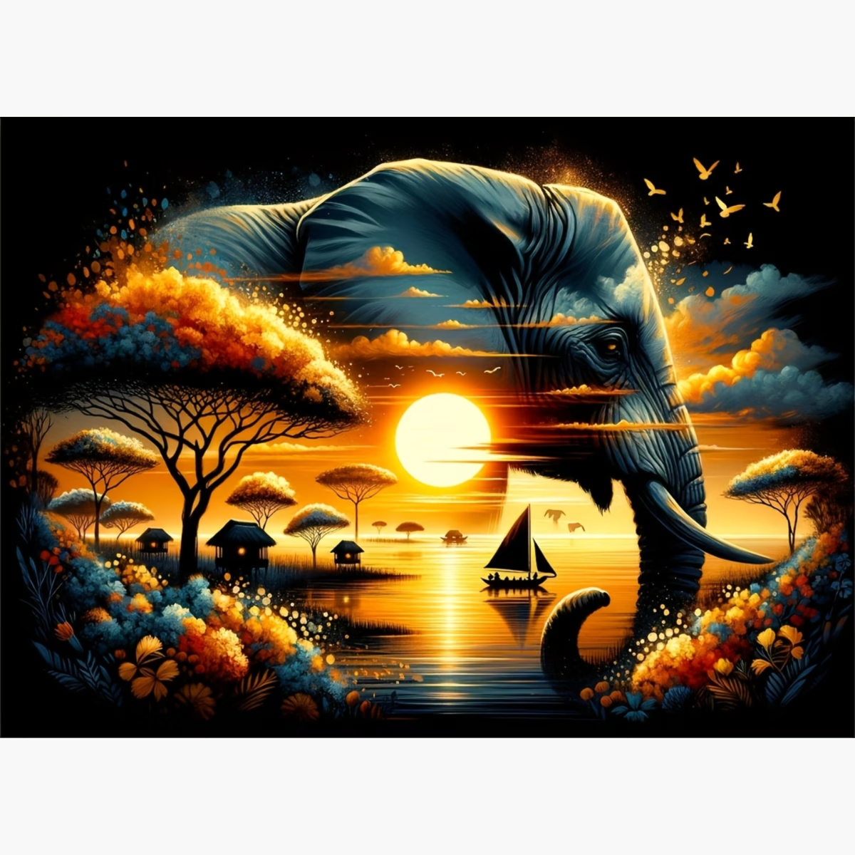 Broderie Diamant - Éléphant Afrique