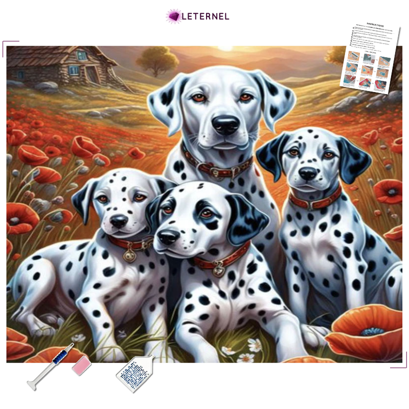 Broderie Diamant - Famille dalmatiens