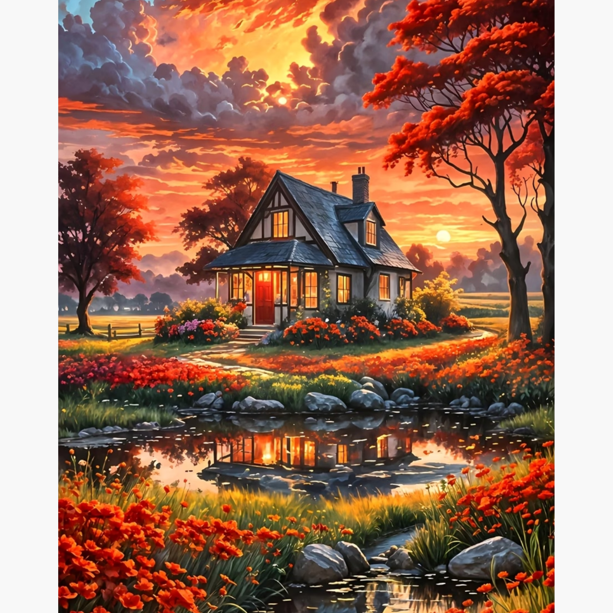 Broderie Diamant - Ferme automne