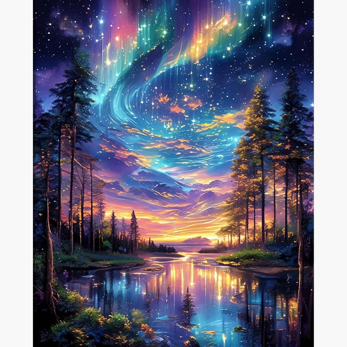 Broderie Diamant - Forêt étoilée