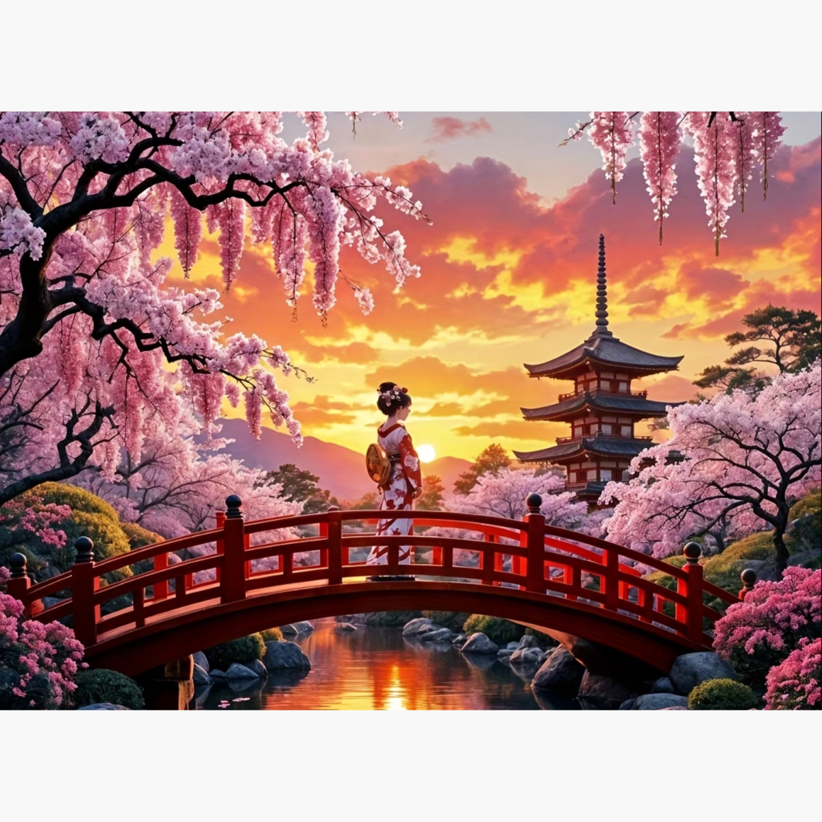 Broderie Diamant - Geisha coucher de soleil