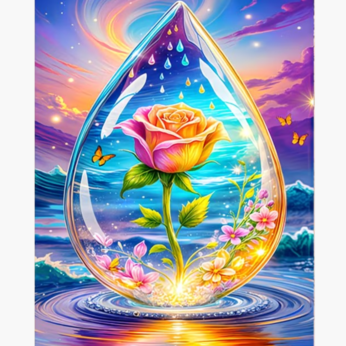 Broderie Diamant - Goutte fleur