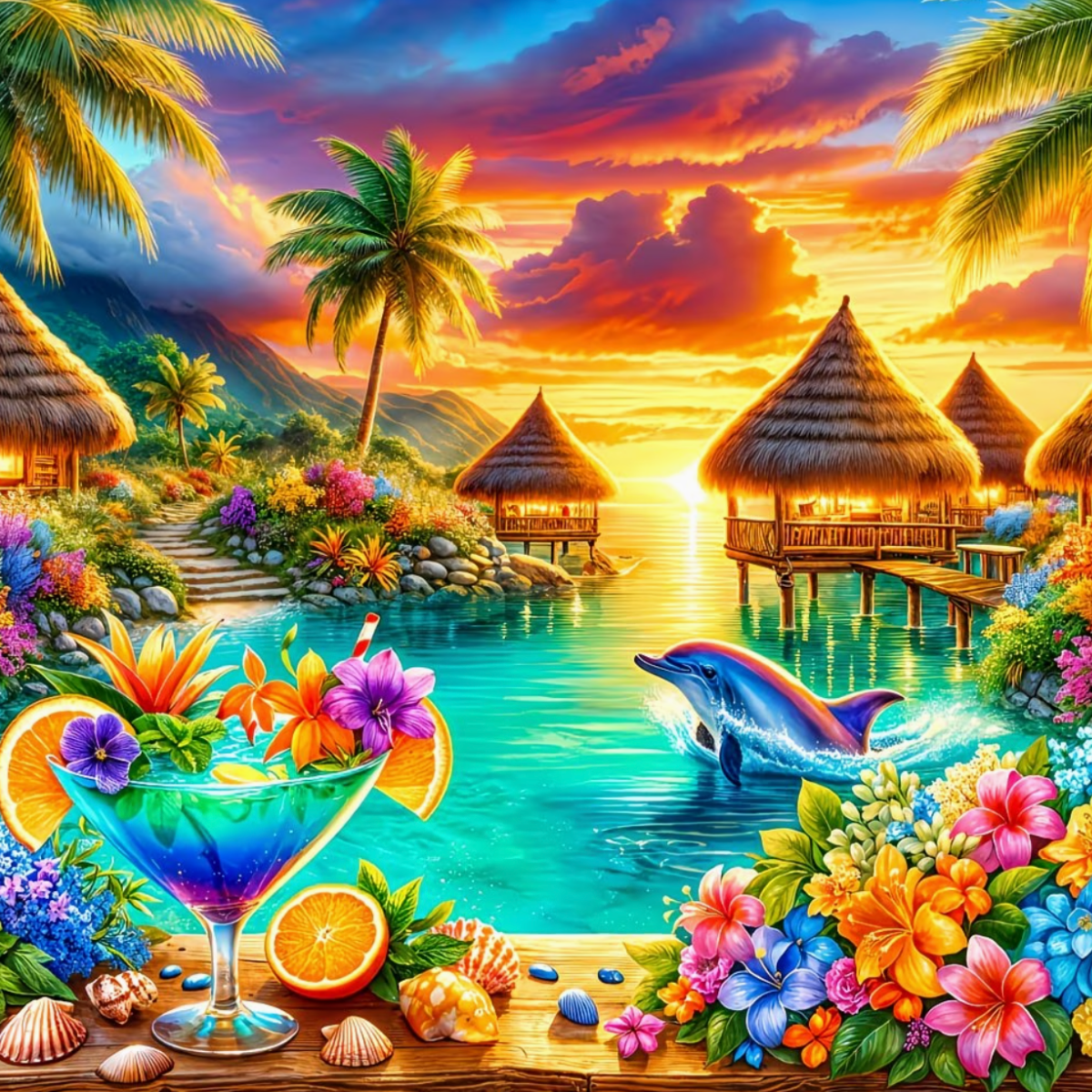 Broderie Diamant - Île paradisiaque
