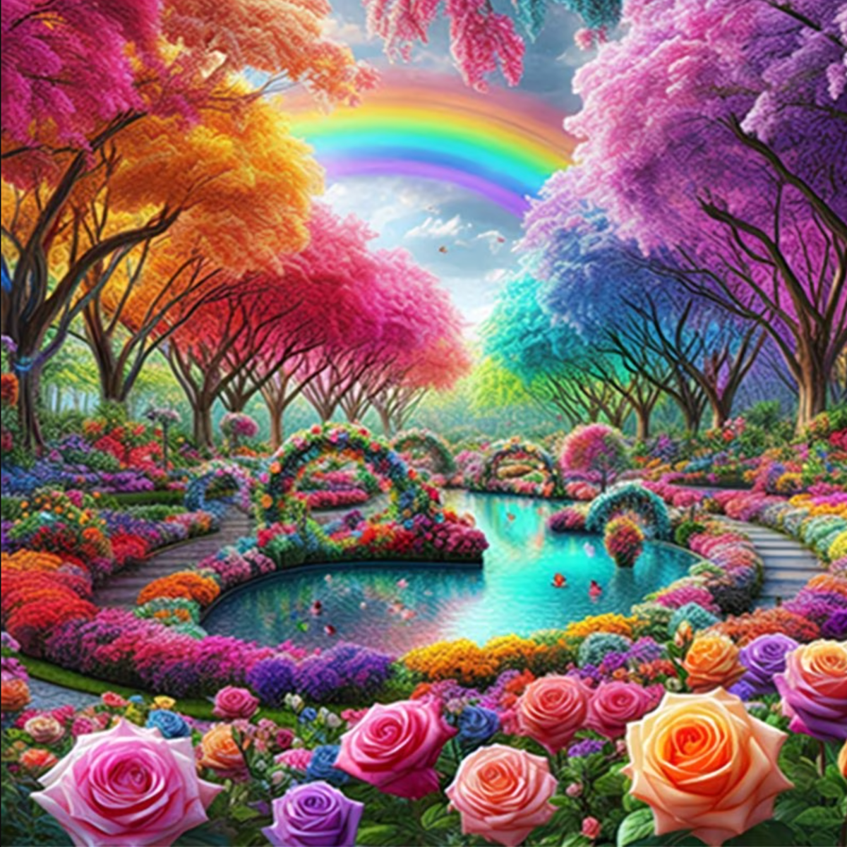 Broderie Diamant - Jardin multicolore