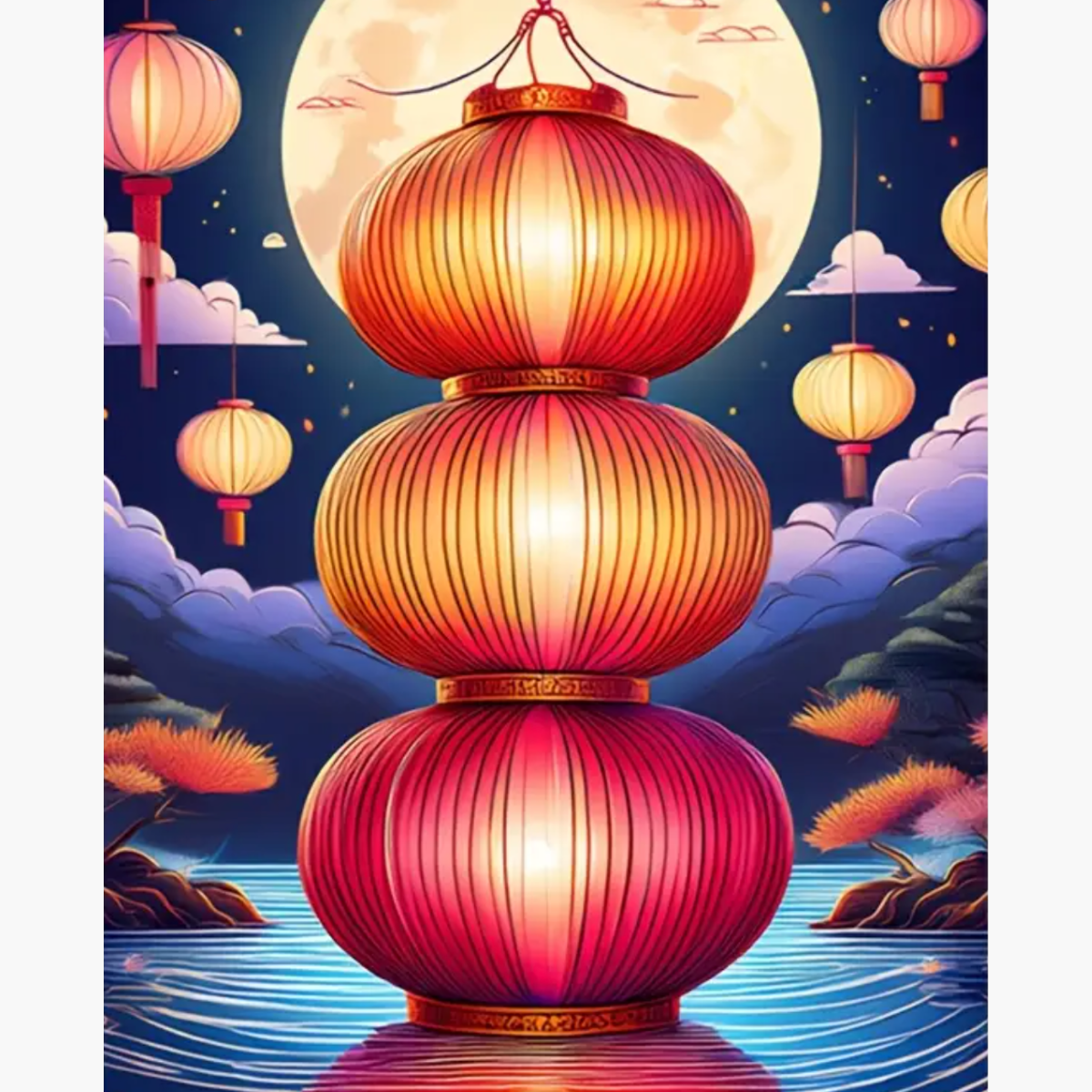 Broderie Diamant - Lanternes asiatique