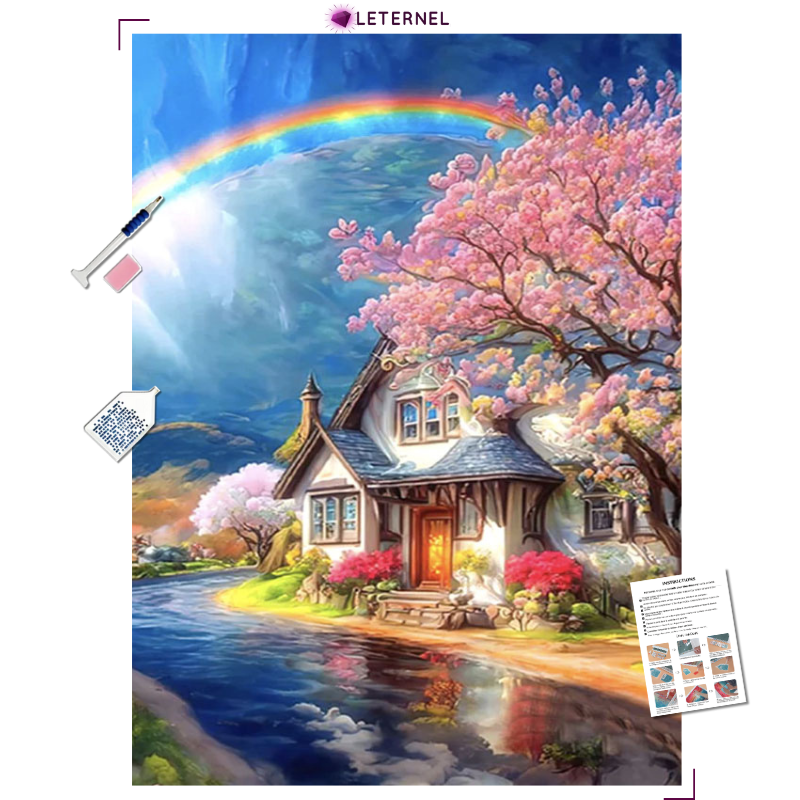 Broderie Diamant - Maison arc-en-ciel