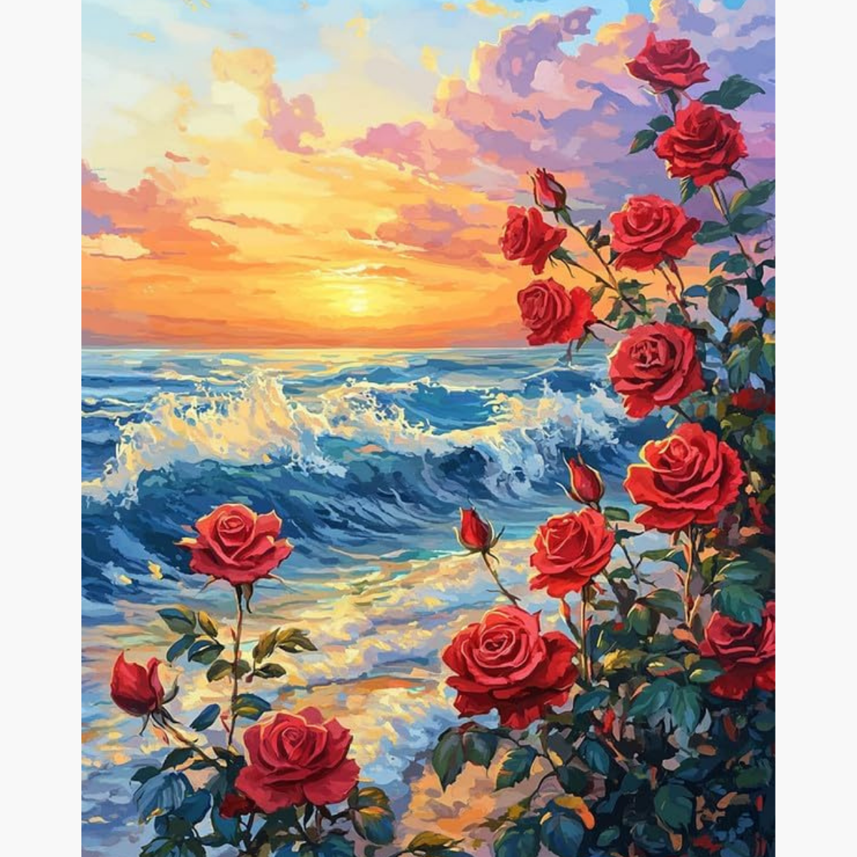 Broderie Diamant - Mer roses