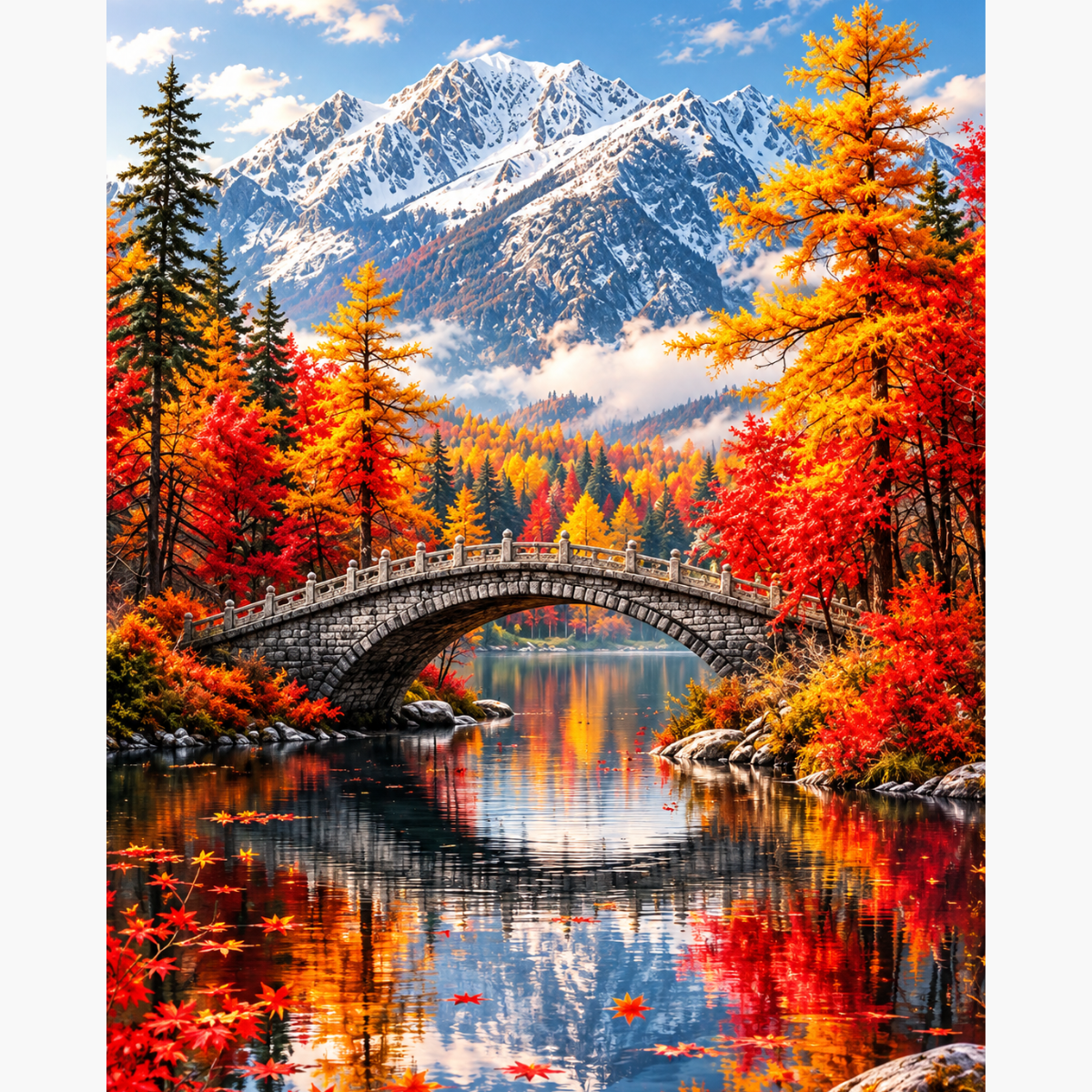 Broderie Diamant - Montagne automne