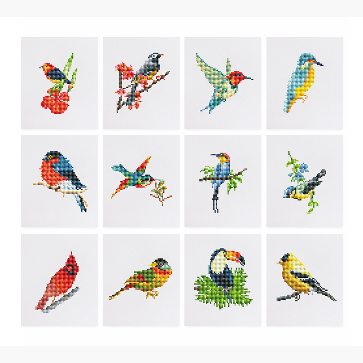 Kit Diamond Painting – Mini broderie diamant x12 - Oiseaux | LETERNEL