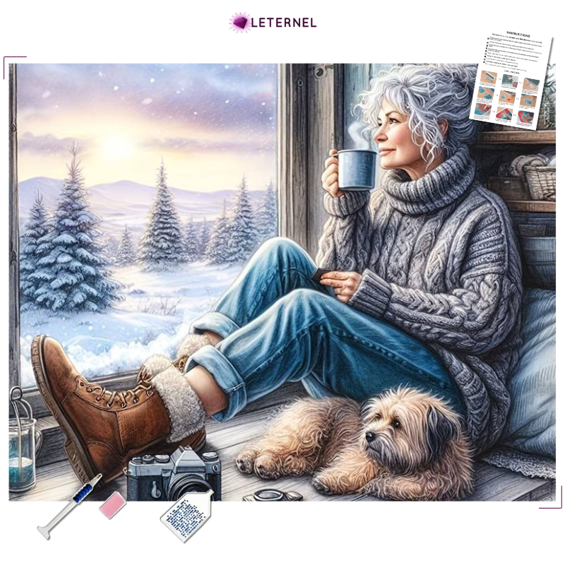 Broderie Diamant - Paysage d'hiver